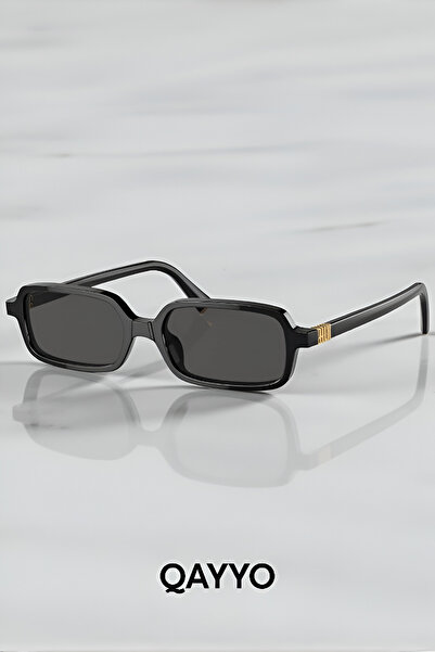QAYYO Accessories Miul Rectangular Unisex Black Sunglasses