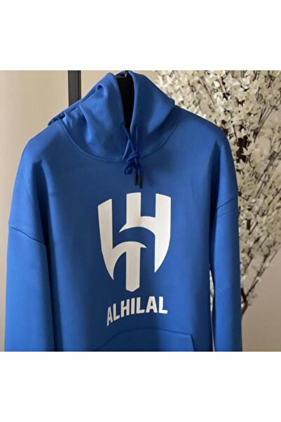 aryna Al-Hilal Oversize Blue Pullover Hoodie with Club Emblem