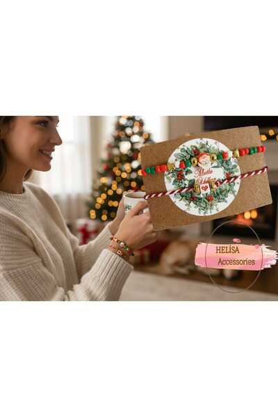 HELİSA ACCESSORİES MUTLU YILLAR NOEL FİGÜRLÜ 10 'LU BİLEKLİK VE MARTENİÇKA HE...