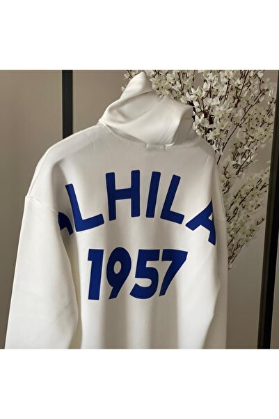 aryna Al Hilal Oversize White Pullover Hoodie