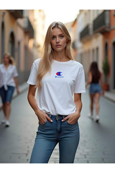 Free Tarz Champion Printed Blue New Design White T-Shirt