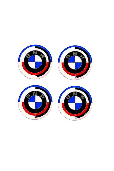BsElektronik Yeni Nesil BMW 50.yıl Logolu Damla Sticker Jant Göbeği Yapışkanl...