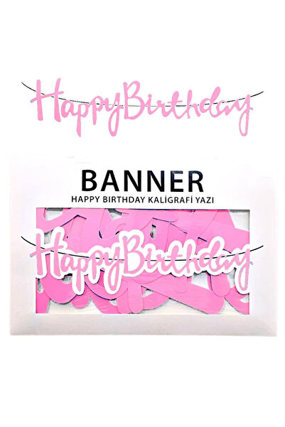 FESTİLO لافتة عيد ميلاد سعيد بخط الخط العربي، كتابة عيد ميلاد سعيد باللون الوردي