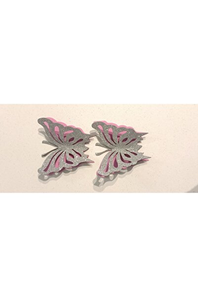 YILBAŞI SÜSÜ SİMLİ EVA 3D KELEBEK GÜMÜŞ SİYAH 2 ADET