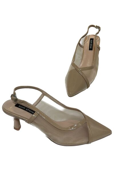 SOMERSET Women's shoes with an elegant transparent side heel and a shiny leather strap at the ends, with a choice of size.