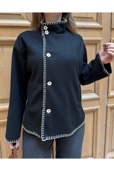 Lila Moda Shepherd's Stitch Buttoned Cardigan