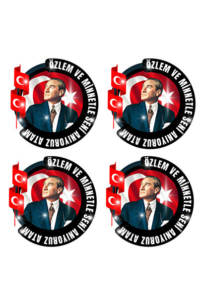 TELLGRAF مجموعة ملصقات أتاتورك ذات الطابع الخاص بتاريخ 10 نوفمبر (4×4 سم، 24 ...