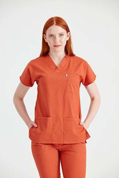 DEMOTEKS Brick Elastane Medical Suit, Women - Scrub Set Classic Flex