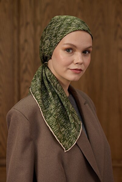 İpekhan Winter Bloom Soft Scarf Khaki Green