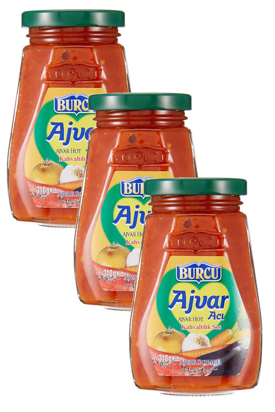 BURCU Ajvar Acı Kahvaltılık Sos 310 gr x 3 Adet