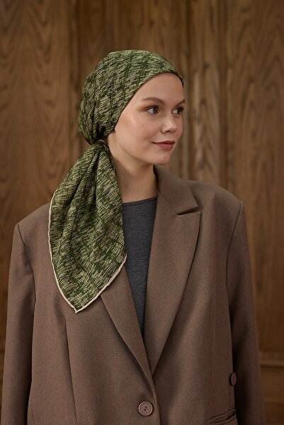 İpekhan Winter Bloom Soft Scarf Khaki Green