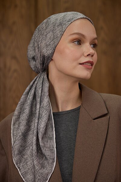 İpekhan Winter Bloom Soft Scarf Gray