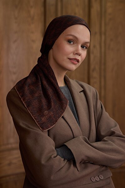 İpekhan Winter Bloom Soft Scarf Burgundy Black