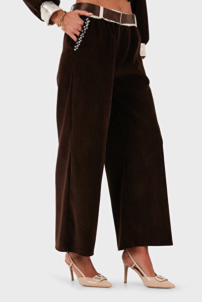 Via Dante φαρδύ μπατζάκι Παντελόνι με λεπτομέρεια τσέπης σε κανονική μέση ΠΑΝΤΕΛΟΝΙ 69143990