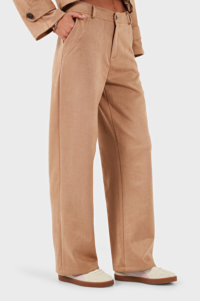 Via Dante χαλαρή εφαρμογή Normal Gel Παντελόνι με φαρδύ πόδι από σουέτ ΠΑΝΤΕΛΟΝΙ 68672644SUEDE