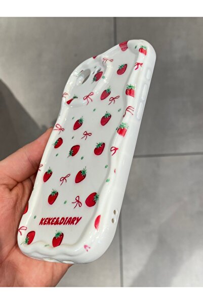 Mee.co iPhone 16E Compatible Protective Strawberry Pattern Hard Silicone Case