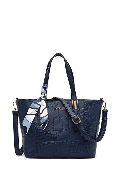 Derimod Women's Navy Blue Long Strap Printed Shoulder Bag 25Wbd286314