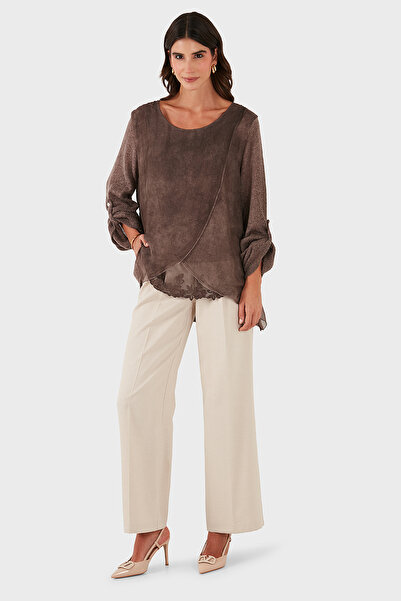 Via Dante Oversized Fit Lace Detailed Round Neck Blouse Blouse 690870