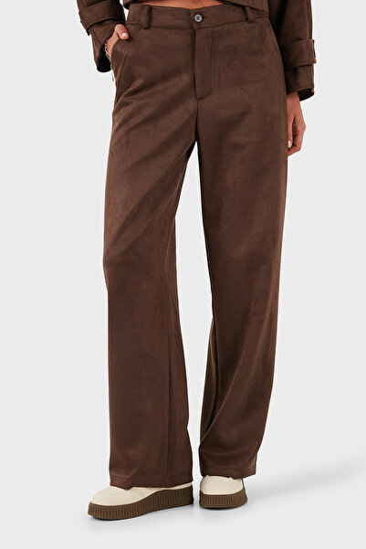 Via Dante χαλαρή εφαρμογή Normal Gel Παντελόνι με φαρδύ πόδι από σουέτ ΠΑΝΤΕΛΟΝΙ 68672644SUEDE