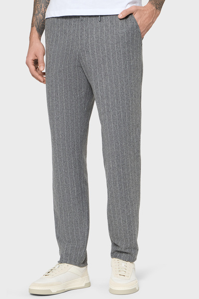 BOSS Yün Karışımlı Tapered Fit Normal Bel Düz Paça Çizgili Pantolon Erkek PAN...