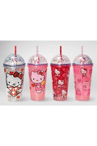 Belle Fusion BFS Sevimli Hello Kitty Işıklı Pipetli Boncuklu Suluk & Bardak 4...