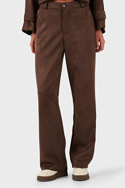 Via Dante χαλαρή εφαρμογή Normal Gel Παντελόνι με φαρδύ πόδι από σουέτ ΠΑΝΤΕΛΟΝΙ 68672644SUEDE