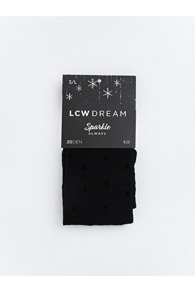 LC Waikiki جوارب طويلة نسائية منقوشة باللون الأسود من LCW DREAM مع فرق من NEVAVM