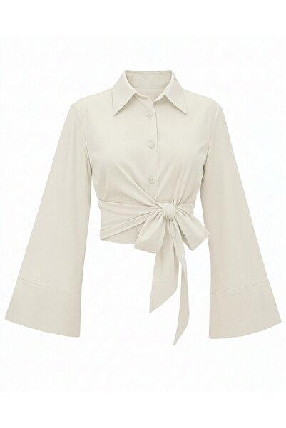 Modamorfo Side Tie Spanish Cuff Shirt - Ecru