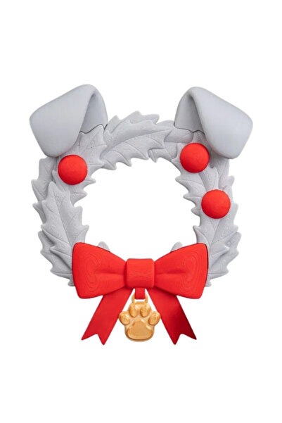 3dprototürk Yılbaşı Özel - Köpek Temalı - 21 cm Köpek Kulaklı Yılbaşı Kapı Süsü - Patili Kolye - 3D Baskı