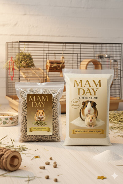 Mam Day 1 Kg Kemirgen Pelet Yemi + 1 Kg Kemirgen Tuvalet Kumu Tavşan, Chinchilla, Ginepig, Hamster, Için