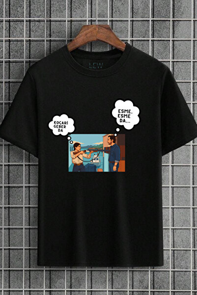 lovver ADİL KOÇARİ VE ESME FURTUNA TASARIMLI PAMUKLU NEFES ALAN KUMAŞ PREMİUM BASKI TİŞÖRT