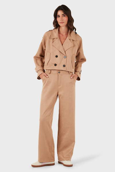 Via Dante χαλαρή εφαρμογή Normal Gel Παντελόνι με φαρδύ πόδι από σουέτ ΠΑΝΤΕΛΟΝΙ 68672644SUEDE