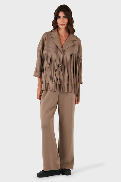 Via Dante Регулярний крій, крузавий комір, куртка з бахромою CEKET 68821795