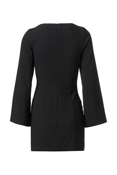 FACETTE Mini Dress with Piping Detail on the Front Gray