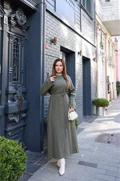 MAXXANA Lace-Up Silk Fabric Premium Hijab Knitwear Dress - 140 cm