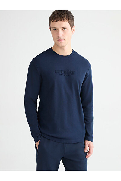 LC Waikiki New Season Crew Neck Long Sleeve Printed Men's T-Shirt