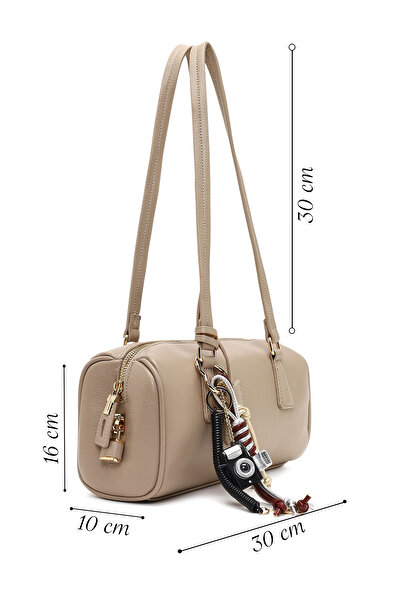 Derimod Women's Beige Shoulder Bag with Accessories 25Abd281618