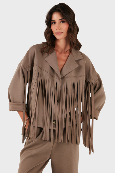 Via Dante Регулярний крій, крузавий комір, куртка з бахромою CEKET 68821795