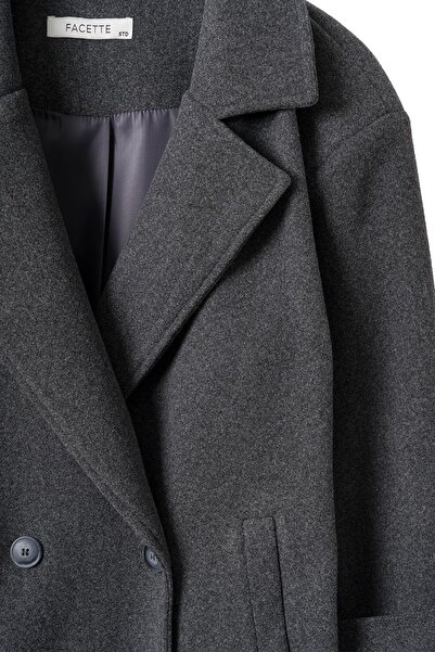 FACETTE Linea Apoletli Long Cashmere Coat Anthracite