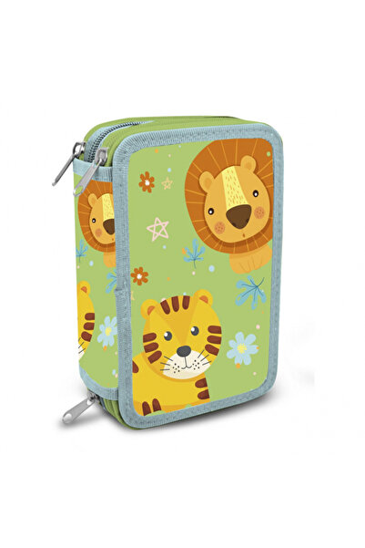 KIDSEUROSWAN Εξοπλισμένη κασετίνα μολυβιών 43 τεμαχίων, 3 θήκες, Jungle