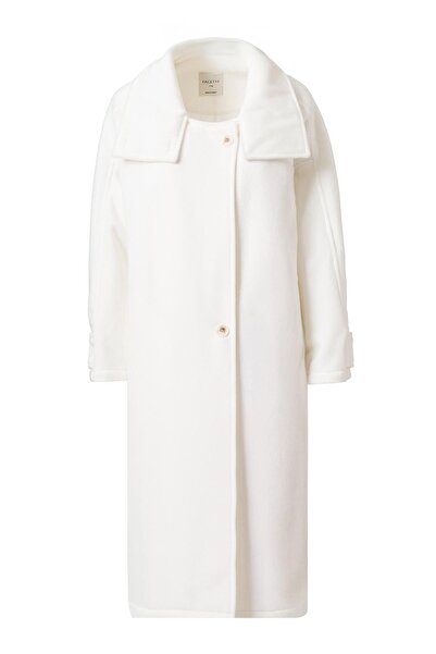 FACETTE Mirelle Mock Neck Cashmere Coat Ecru