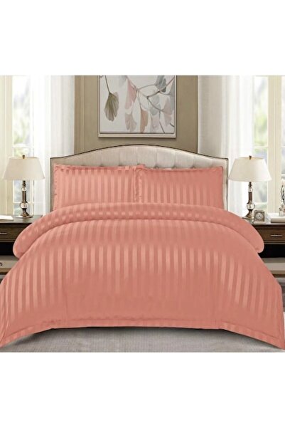 OEM Double Fitted Bed Linen Set, Damask, Solid, 4 Pieces, Salmon, DMCC-007
