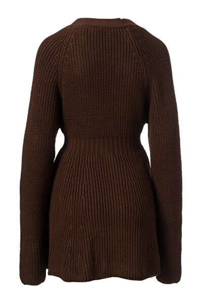FACETTE Buttoned Front Knit Dress Bitter Brown
