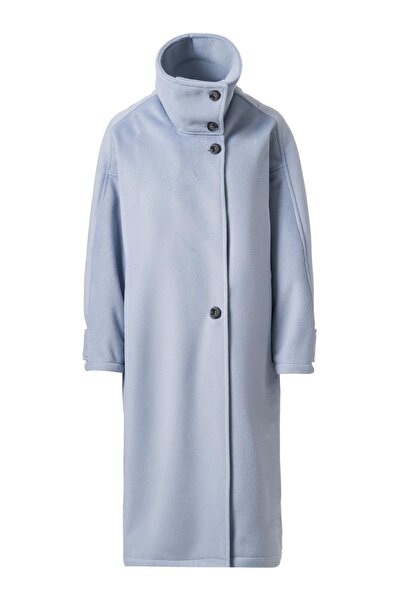 FACETTE Mirelle guler ridicat Palton Kaşe Albastru deschis