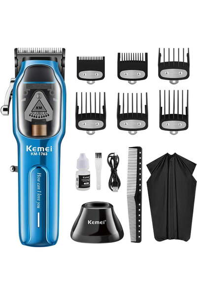 Kemei ماكينة قص الشعر الاحترافية KM-1763 (سلكية/لاسلكية، قابلة لإعادة الشحن ع...