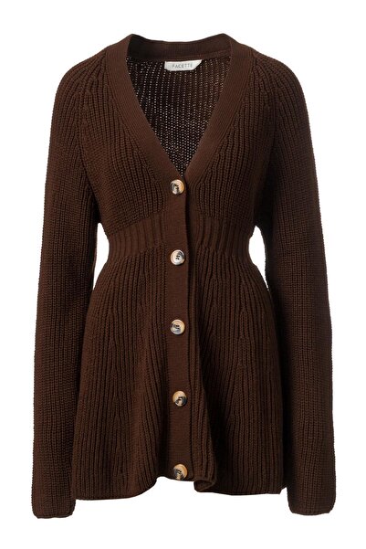 FACETTE Buttoned Front Knit Dress Bitter Brown