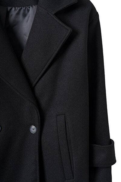 FACETTE Linea Apoletli Long Cashmere Coat Black