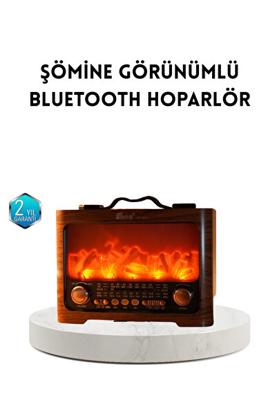 Kanonik Education Şömine Efektli Solar Hoparlör Bluetooth 5.3 Radyo AUX USB T...