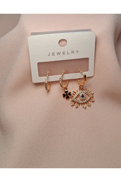 TwinRoots Non-Tarnish Steel Gold Color Stone Earring Set