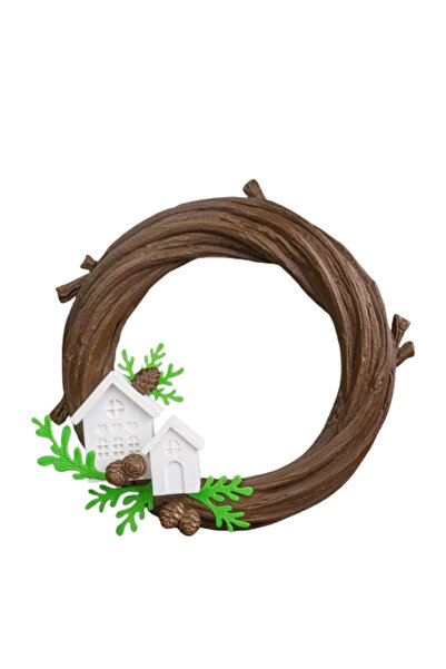 3dprototürk New Year Special - Winter Village - 21 cm Wooden Branch Village H...